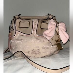 NEW! NWT JUICY COUTURE Juicy Fan Club Crossbody Bag Sandstone Beige/Powder Blush